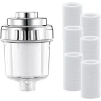 Filtro de ducha, filtro de agua para cabezal de ducha, filtro de agua para tuberías, filtro antical con 6 filtros reemplazables, filtración eficaz de