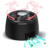 Cenicero portátil negro recargable sin humo con ventilador extractor de humo, extractor de humo eléctrico usb para el hogar, la oficina y el coche, co