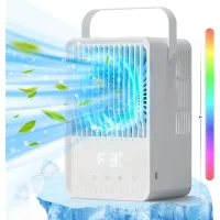 Enfriador de aire portátil 4 en 1, mini enfriador de aire personal con temporizador, ventilador de enfriamiento, enfriador evaporativo silencioso para