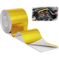 Cinta de aluminio dorado para proteger el calor del escape, autoadhesiva, de 10 m x 5 cm, para el tubo de admisión del coche