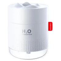 Humidificador de aire blanco de 500 ml, ultrasilencioso para dormitorio, purificador de aire portátil, con luz nocturna led y apagado automático