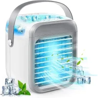 Aire acondicionado portátil, enfriador de aire y humidificador portátil 4 en 1, mini enfriador evaporativo con depósito de agua, para el hogar