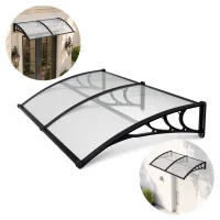 Marquesina exterior 200 x 100 cm con drenaje frontal, policarbonato celular 5 mm, abs y aluminio, cubierta transparente