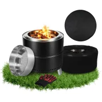Brasero de jardín sin humo ø49,5 cm negro de acero inoxidable 201 con recubrimiento resistente a altas temperaturas