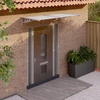 Toldo parasol | marquesina puerta policarbonato gris y transparente 199x90 cm cfw53797