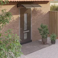 Toldo parasol | marquesina de puerta policarbonato negro 150x75 cm cfw70600