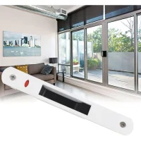 Cerradura de gancho para puerta corrediza de aleación de aluminio blanco.