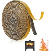 Sellador de chimenea autoadhesivo de fibra de vidrio, resistente al calor y al fuego, 3 mm x 15 mm x 4 m