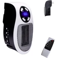 Calefactor cerámico inteligente de 500 w, calefactor eléctrico con enchufe de pared, termostato y temporizador ajustables, indicador led, calentamien