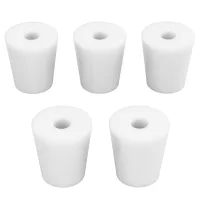 Tapones de silicona perforados de 8 mm, aptos para preparar cerveza, almacenar, etc., paquete de 5, diámetro inferior de 14 mm, color blanco.