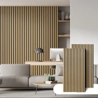 Panel moldeado revestimiento mural natural moderno panel mural acústico mdf con chapa de madera y fieltro 2x 120x60x2,1cm madera