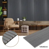 Panel de listones de mdf revestimiento mural natural moderno panel mural acústico de chapa de madera y fieltro 2x 120x60x2,1cm gris