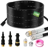 15m manguera para limpiadora de alta presión 2 adaptadores 160bar 60°c,kit de limpieza de manguera para kärcher lavor,bosch limpiadora de alta presión