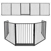 Lueigmo 5 uds barrera de chimenea metálica con puerta black park, 60 x 76 cm barrera de chimenea barrera de seguridad para niños