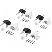 Cerradura de ventana - limitador de puerta corredera con llave - aleación - 4 piezas - blanco