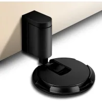 Tope de puerta mecánico silencioso, bloqueo de puerta mecánico, retenedor de puerta de metal sin taladrar (negro)