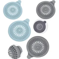Paquete de 4 ventosas de silicona para recoger pelos, ideales para baño, bañera y cocina (azul y gris)