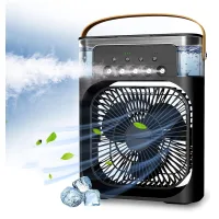 Aire acondicionado portátil, ventilador, humidificador de aire, enfriador de aire pequeño, 3 velocidades, adecuado para el hogar y viajes, negro