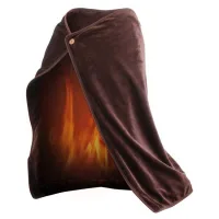 Manta térmica usb, manta térmica inalámbrica recargable, manta de franela lavable para coche, hogar y oficina (marrón)