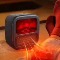 Calentador de espacio portátil para uso en interiores con llama 3d realista, mini calentador de chimenea eléctrico con termostato