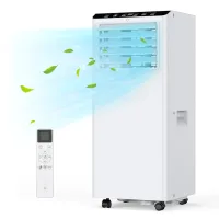 Aire acondicionado portátil 3 en 1 de 7000 btu: refrigeración, deshumidificación, temporizador de 24 horas y control remoto.