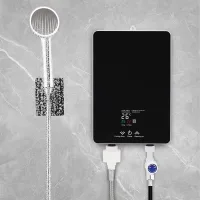 Calentador de agua eléctrico instantáneo, 5500 w, con pantalla led y cabezal de ducha, 30–55 °c, ipx4, apto para duchas y vehículos recreativos, negro