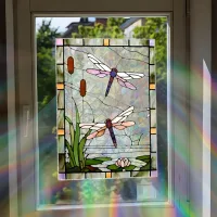 4 x película adesiva estática para janelas dragonfly, lavável e reutilizável, pvc, ideal para sala de estar e quarto