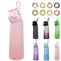 Bextcok botella de agua saborizada a prueba de fugas, 700 ml con 8 cápsulas de sabor, botella portátil agua infusionada con aire viajes y senderismo