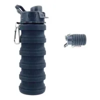 Nicola botella agua plegable silicona 500ml gris botella deportiva reutilizable portátil plegable impermeable antifugas gimnasio senderismo camping