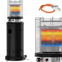 Nicola estufa gas exterior 6500 w, calefactor infrarrojo propano butano, portátil con ruedas, encendido piezoeléctrico, seguridad, patio jardín