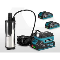 Bomba de agua eléctrica de 50–80 l/min, bomba de drenaje sumergible inalámbrica, bomba de riego para jardín, dos baterías