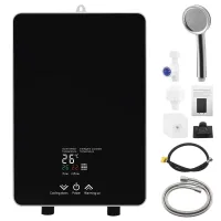 Calentador de agua eléctrico instantáneo de 5500 w, 30 a 55 ℃, con pantalla led de temperatura y cabezal de ducha,negro.