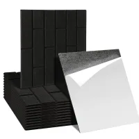 12 placas acústicas de pared negras, formato cuadrado 30 x 30 cm, fieltro poliéster suave, autoadhesivas