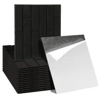 18 placas acústicas de pared negras, formato cuadrado 30 x 30 cm, fieltro poliéster suave, autoadhesivas