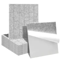 12 placas acústicas de pared grises, formato cuadrado 30 x 30 cm, fieltro poliéster suave, autoadhesivas