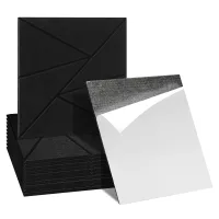 12 placas acústicas de pared negras, cuadrado 30 x 30 cm, diseño de triángulos, fieltro poliéster adhesivo