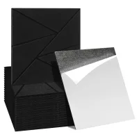 18 placas acústicas de pared negras, cuadrado 30 x 30 cm, diseño de triángulos, fieltro poliéster adhesivo