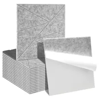 18 placas acústicas de pared grises, cuadrado 30 x 30 cm, diseño de triángulos, fieltro poliéster adhesivo