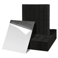 12 placas acústicas de pared negras, formato cuadrado 30 x 30 cm, fieltro poliéster suave, autoadhesivas