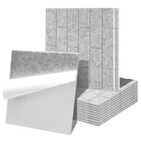 12 placas acústicas de pared grises, formato cuadrado 30 x 30 cm, fieltro poliéster suave, autoadhesivas