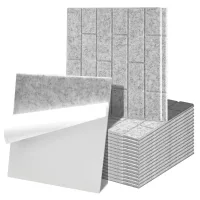 18 placas acústicas de pared grises, formato cuadrado 30 x 30 cm, fieltro poliéster suave, autoadhesivas