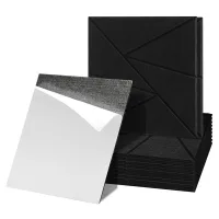 12 placas acústicas de pared negras, cuadrado 30 x 30 cm, diseño de triángulos, fieltro poliéster adhesivo