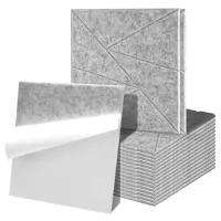 18 placas acústicas de pared grises, cuadrado 30 x 30 cm, diseño de triángulos, fieltro poliéster adhesivo