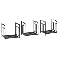 Estante para leña, soporte para leña, estante modular para almacenar leña con 4 ganchos, dimensiones 46 x 32 x 126 cm