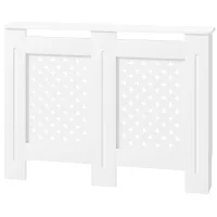 Copriradiatore, griglia a croce per soggiorno/camera da letto, in legno, 112l x 19p x 81,5a cm, bianco