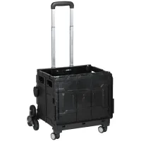 Carrito de la compra, salvaescaleras, plegable, con asa telescópica, capacidad de carga de hasta 65 kg, color negro.