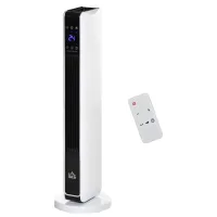 Radiador eléctrico de bajo consumo de 1100/2200 w con mando a distancia, pantalla led, temporizador de 8 horas, color blanco.