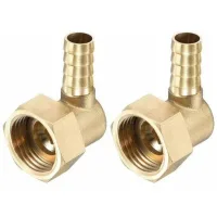Conector de manguera acodado de latón con púas, 10 mm x g1/2 hembra, con tuerca giratoria para agua, combustible y aire - paquete de 2