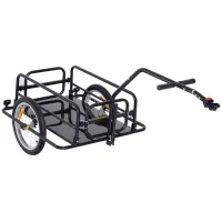 Remolque de carga para bicicleta plegable con 2 ruedas reflectores seguros carga 40 kg 155x71,5x77 cm negro