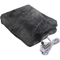 (gris) manta eléctrica con calefacción, forro polar con calefacción usb, 3 niveles de calor + calentamiento rápido, ideal para el coche, la oficina o